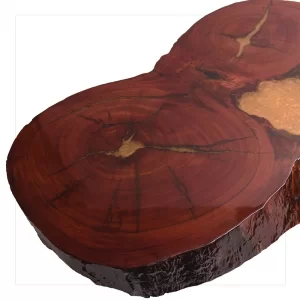 Mesa Resinada de Centro Bruxelas - de Madeira Maciça e Pés de ferro 1,55 X 1,20 