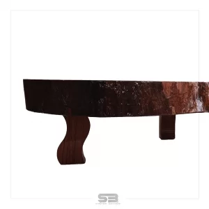 Mesa Resinada de Centro Bruxelas - de Madeira Maciça e Pés de ferro 1,55 X 1,20 