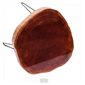 Mesa Resinada de Centro/ Cabeceira CARDIFF - Madeira Maciça e Pés de ferro Diâmetro 58 CM   